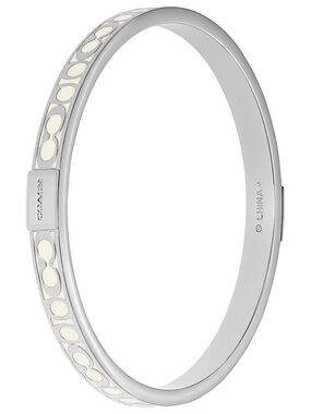 COACH Silver-Tone Ivory Logo Bangle Bracelet!!